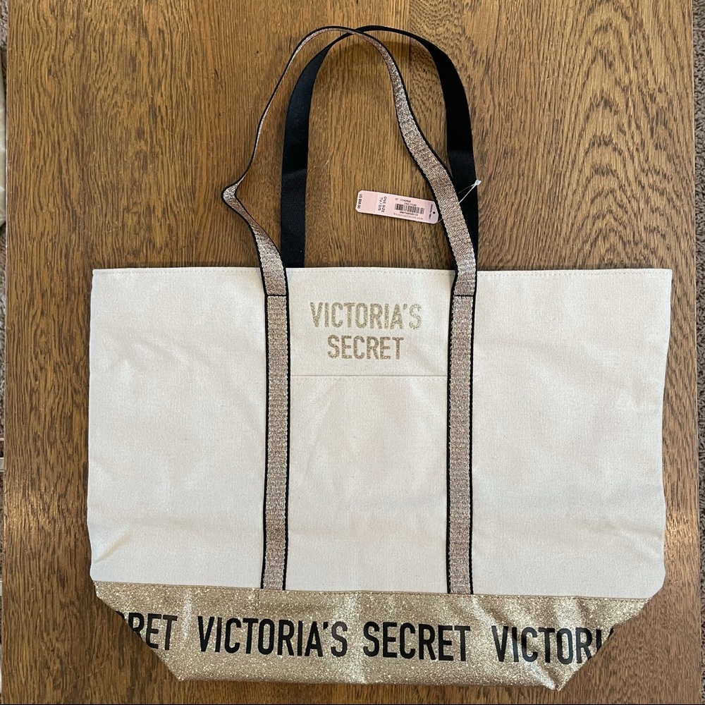 Victoria’s Secret Gold Glitter Weekender Tote Bag